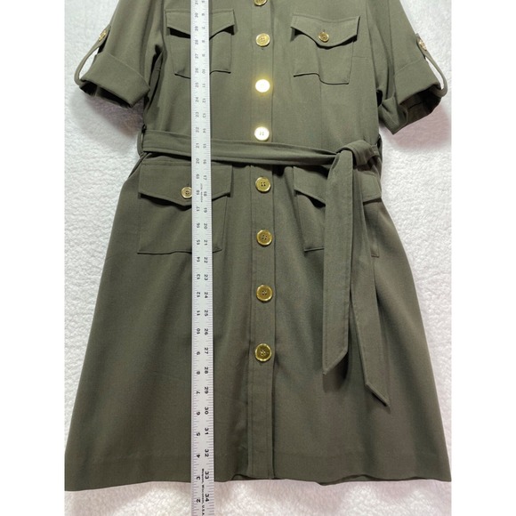 Studio I Petite Womens size 4P Short Sleeve Tie West Dress Gold Tone Buttons - Picture 5 of 10